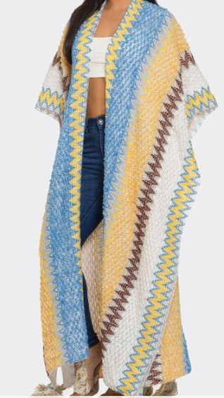 COLORFUL CHEVRON PATTERN LONG KIMONO