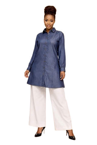 Denim Button-Down Tunic (2 pc)