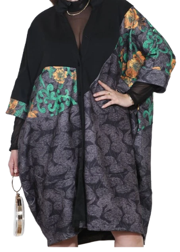 OVERSIZED PATTERNED KIMONO DRESS