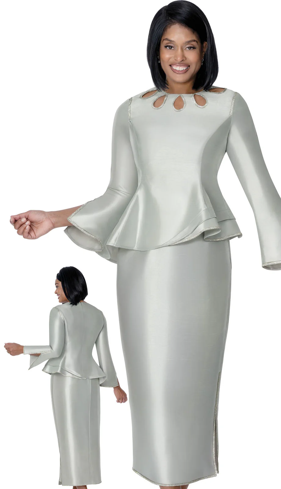 Elegant Silver Peplum Dress