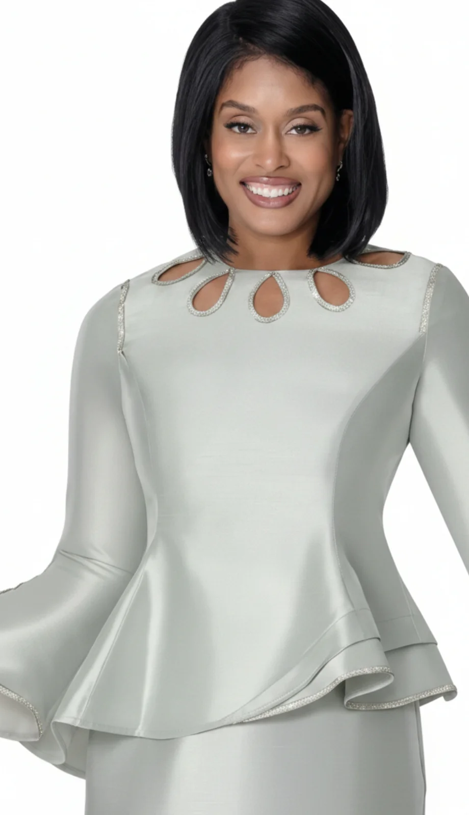 Elegant Silver Peplum Dress