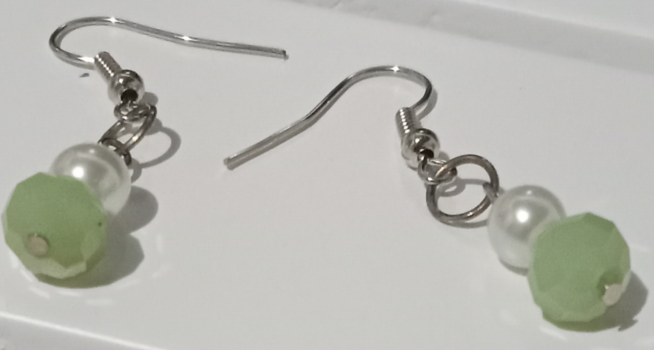 Handmade Green Bead Earrings