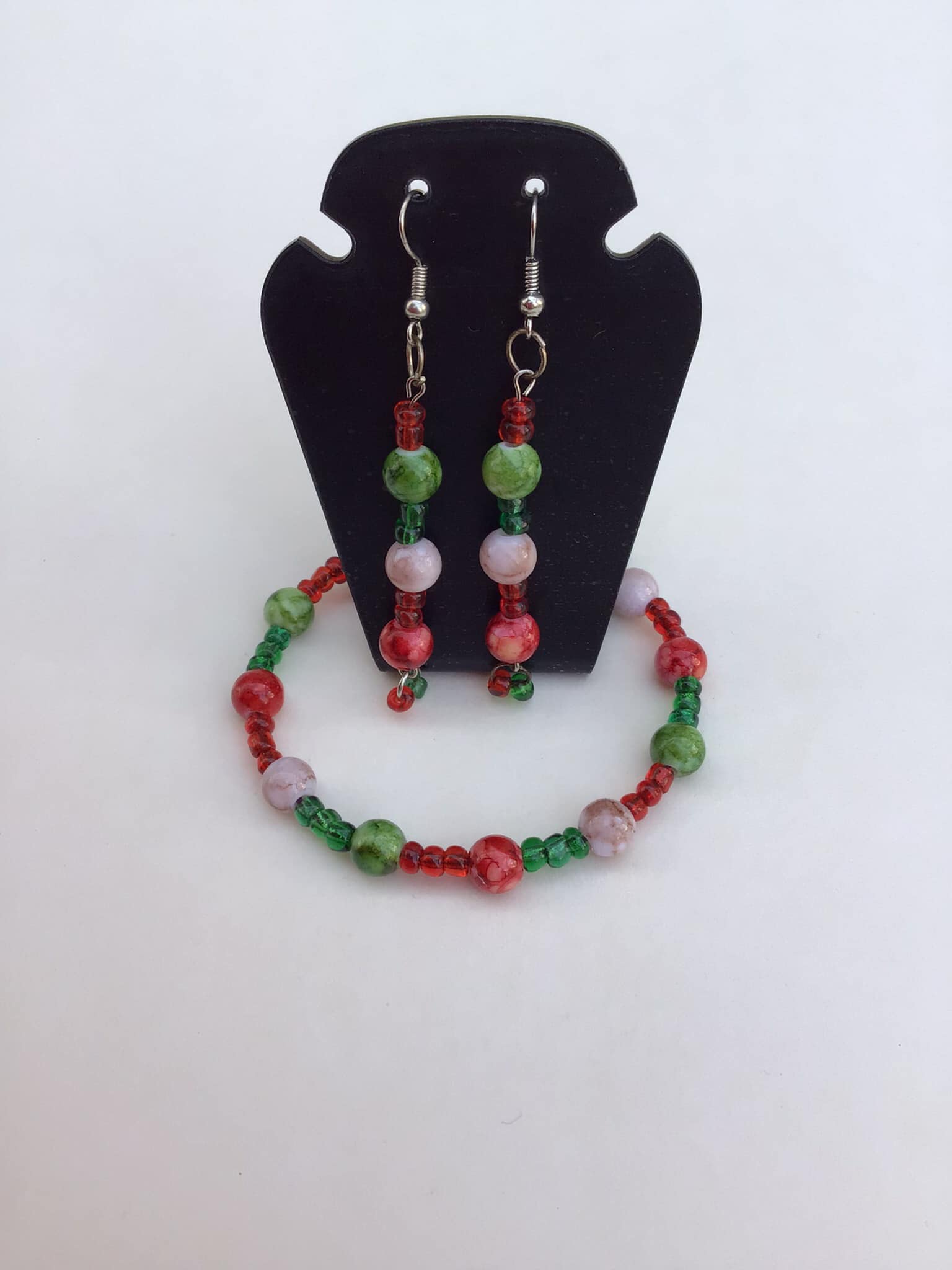 Colorful Beaded Bracelet and Earrings Set