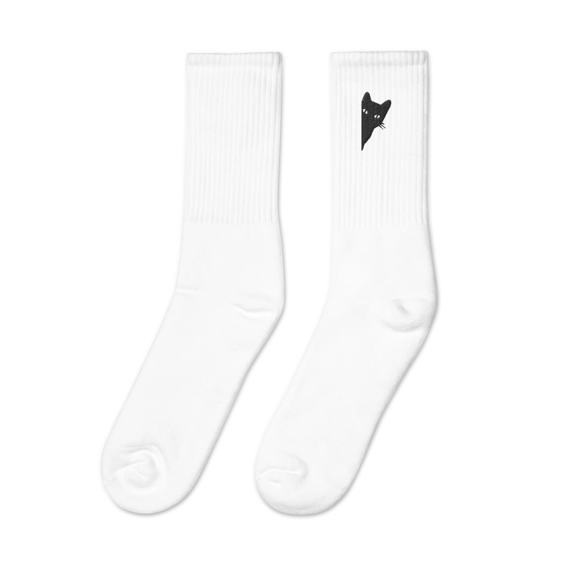 Purrfect Cat Embroidered Socks