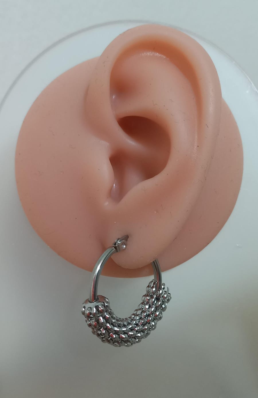 Candongas de Rejilla Plateada