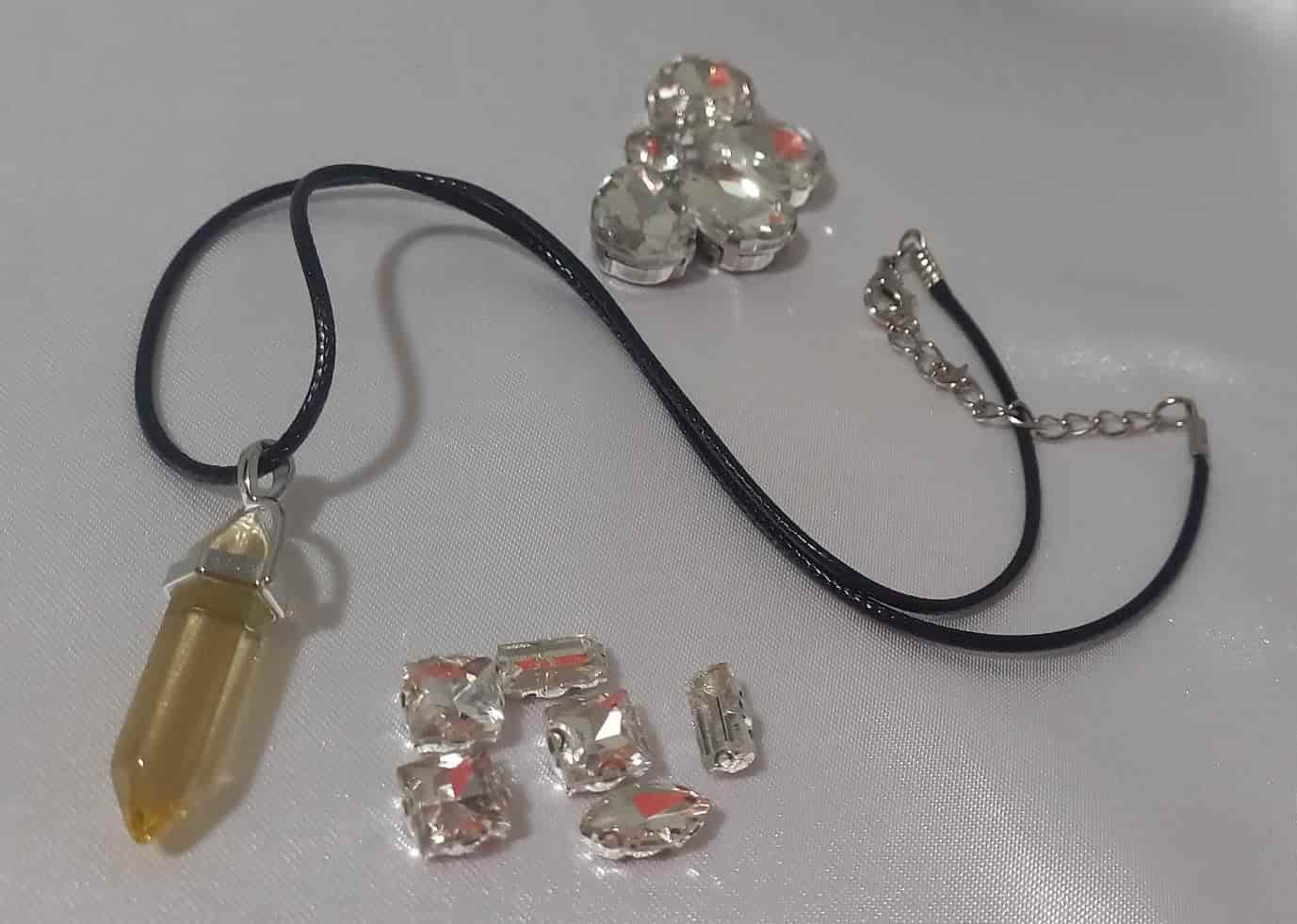 Cadena de Cordón con Cristal Miel Claro