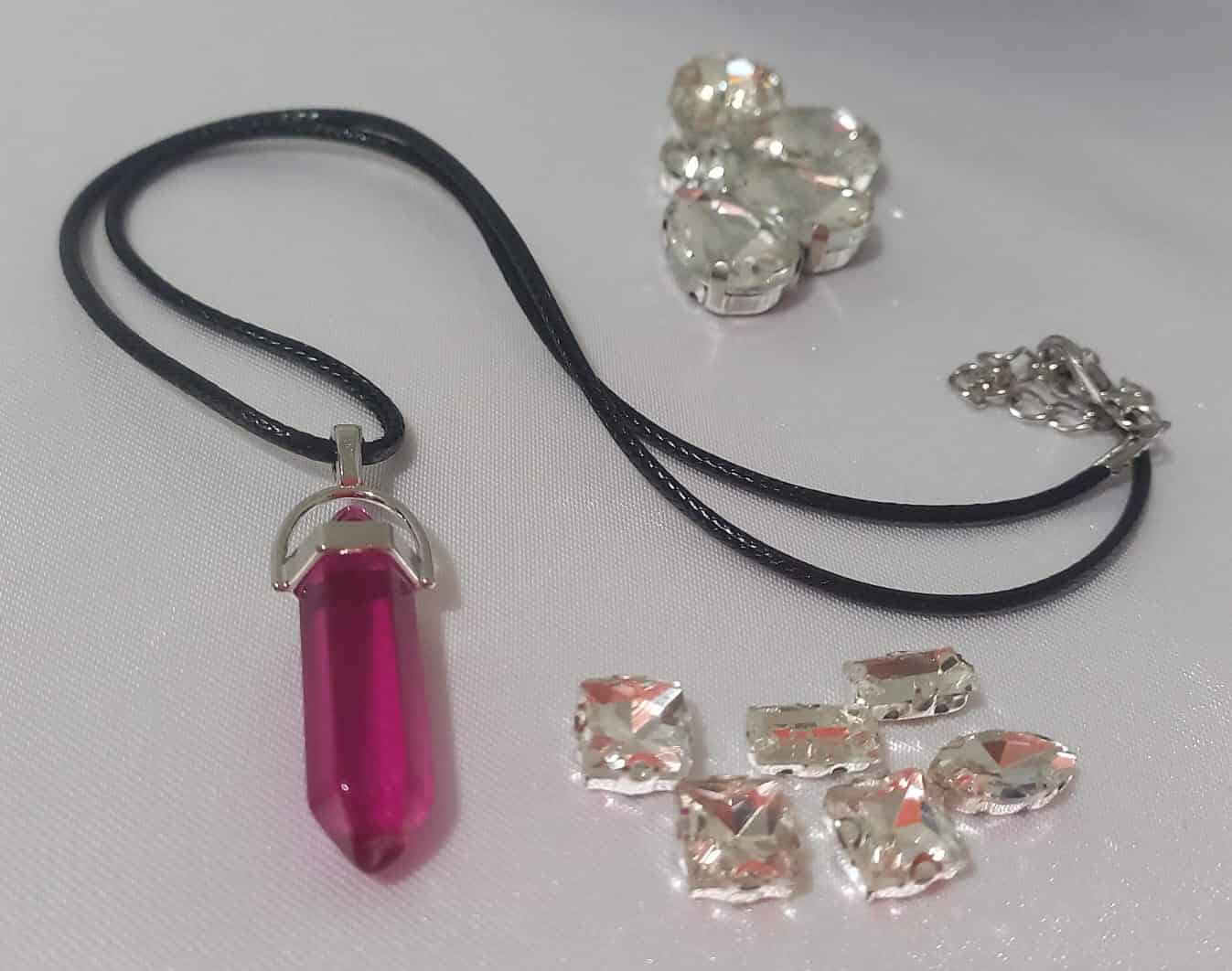 Cadena de Cordón con Cristal Rosado