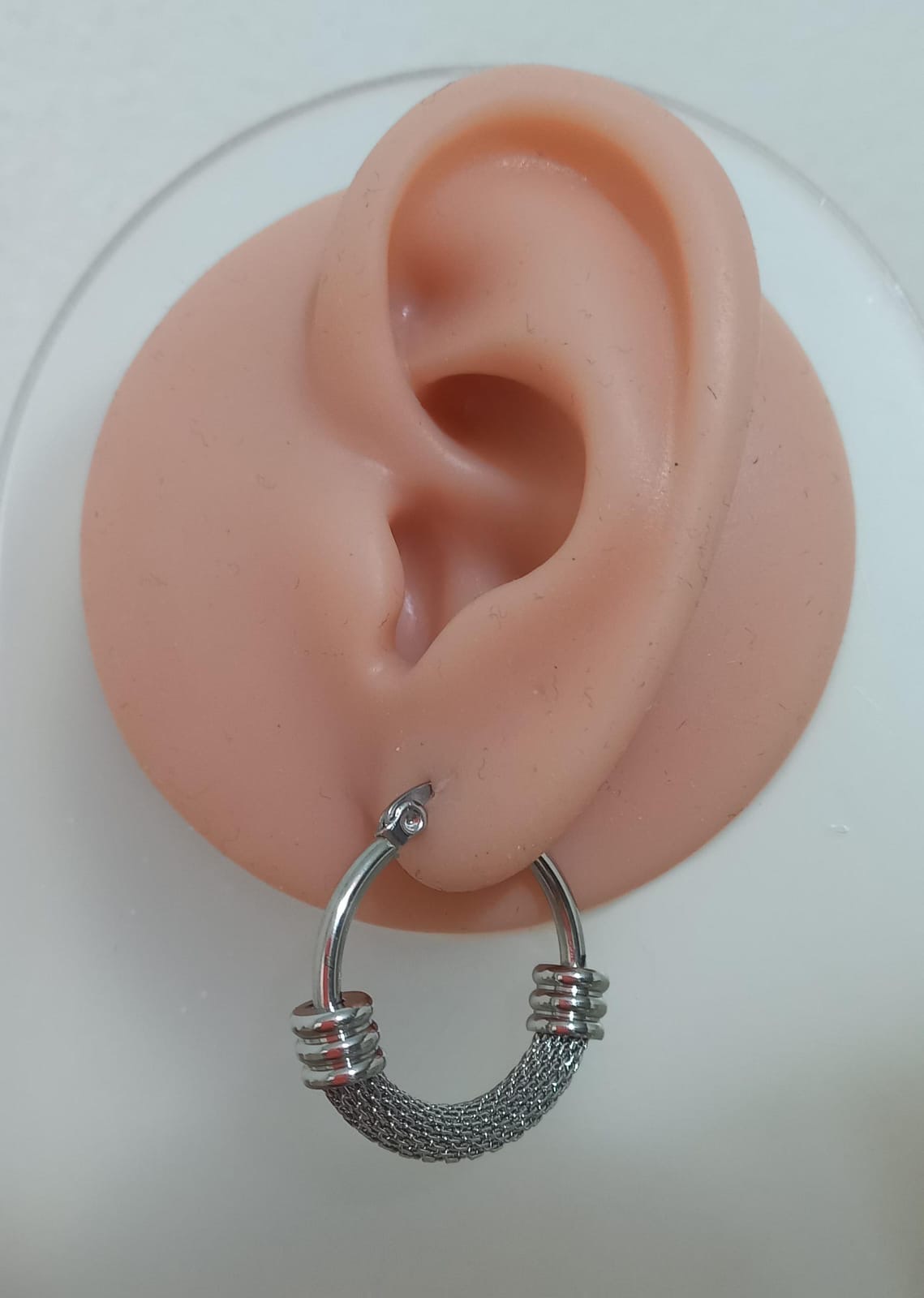 Candongas de Barril con Rejilla Plateada