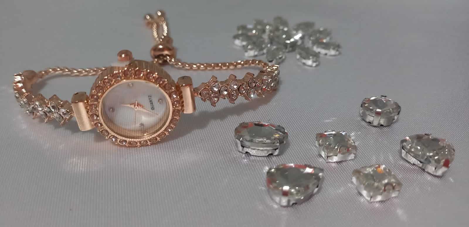 Reloj Brillantes Blanco Rosa