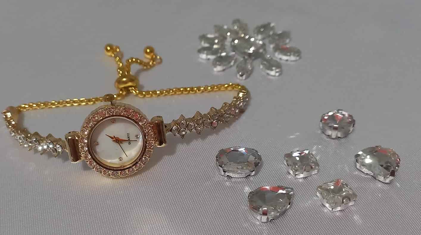 Reloj Brillantes Blanco Dorado