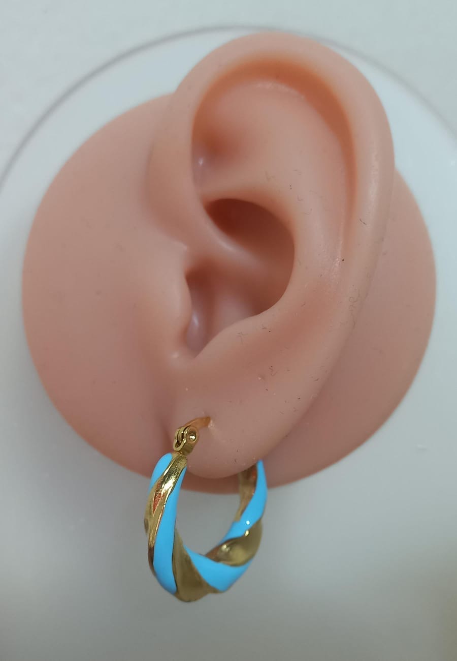 Candongas de Melcocha Esmaltada Azul