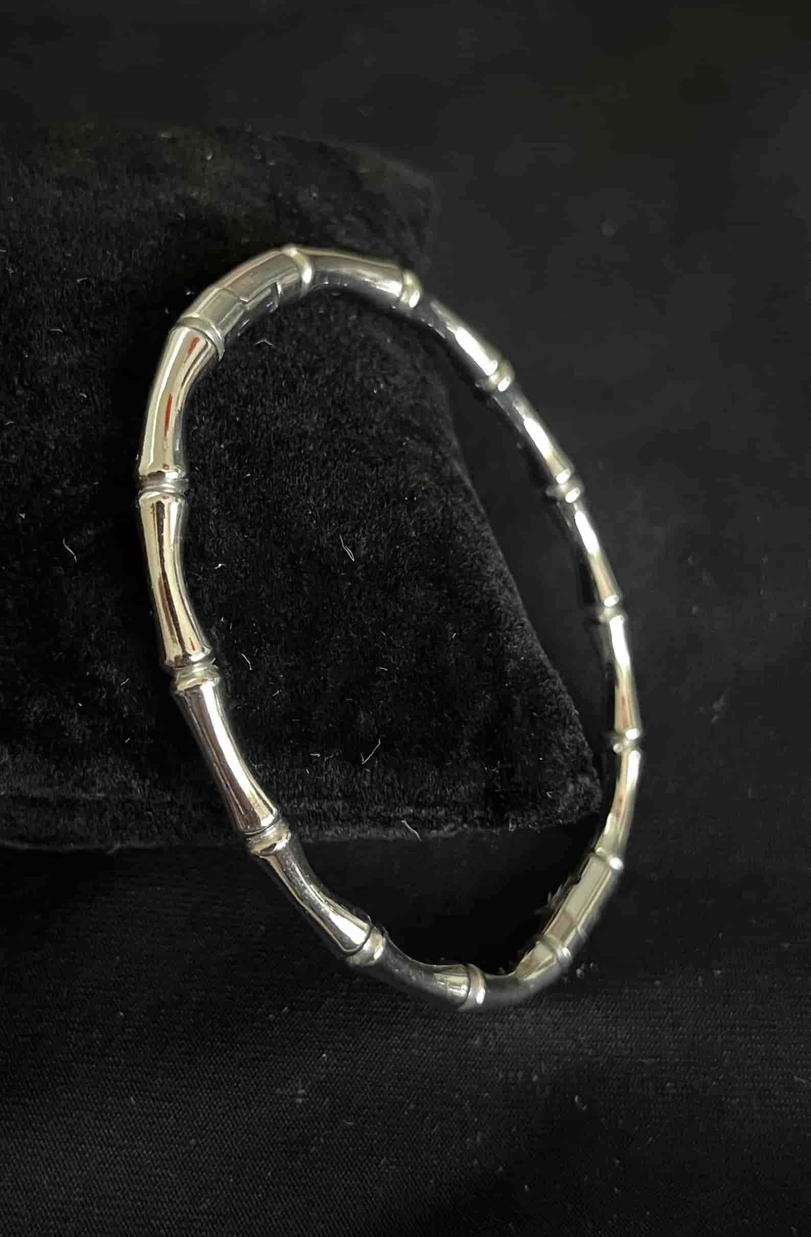 Brazalete Tipo Bambu Plateado
