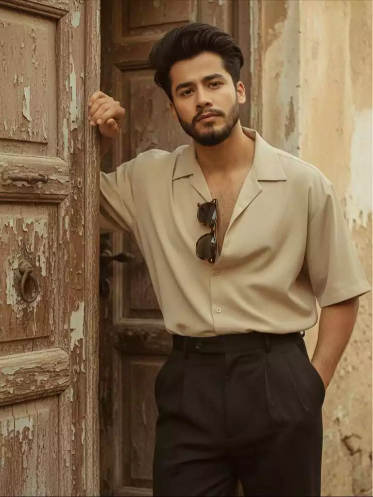 Classic Beige Short Sleeve Shirt
