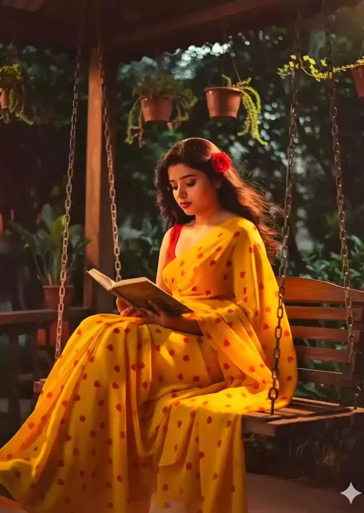 Yellow Polka Dot Saree
