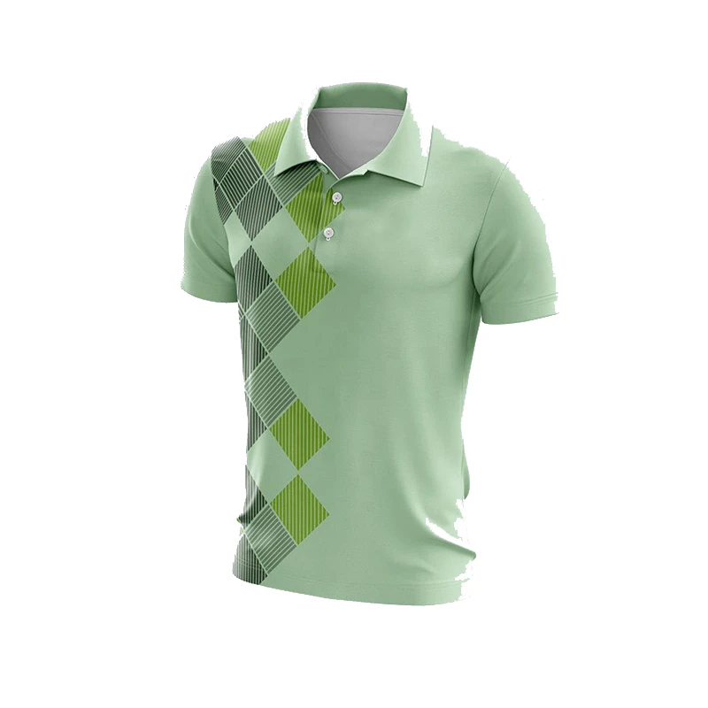 Mint Green Argyle Polo Shirt