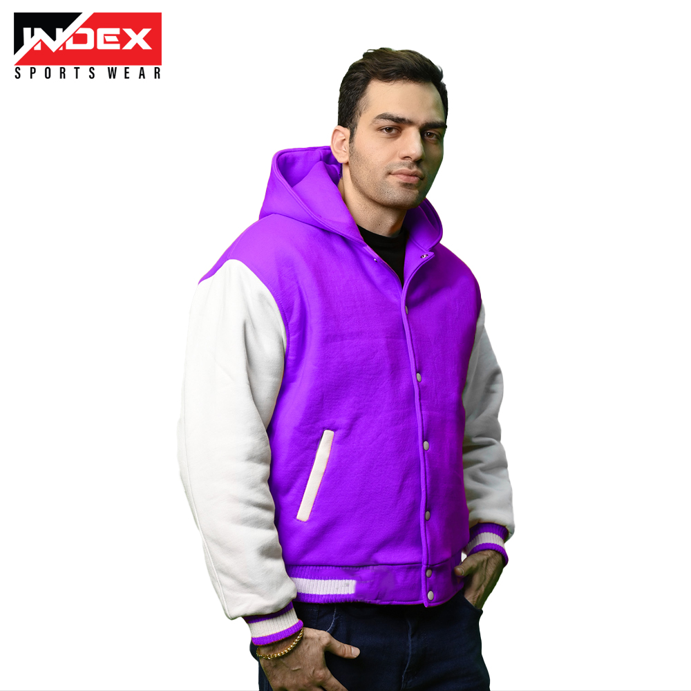 Mens Purple and White Varsity Jacket