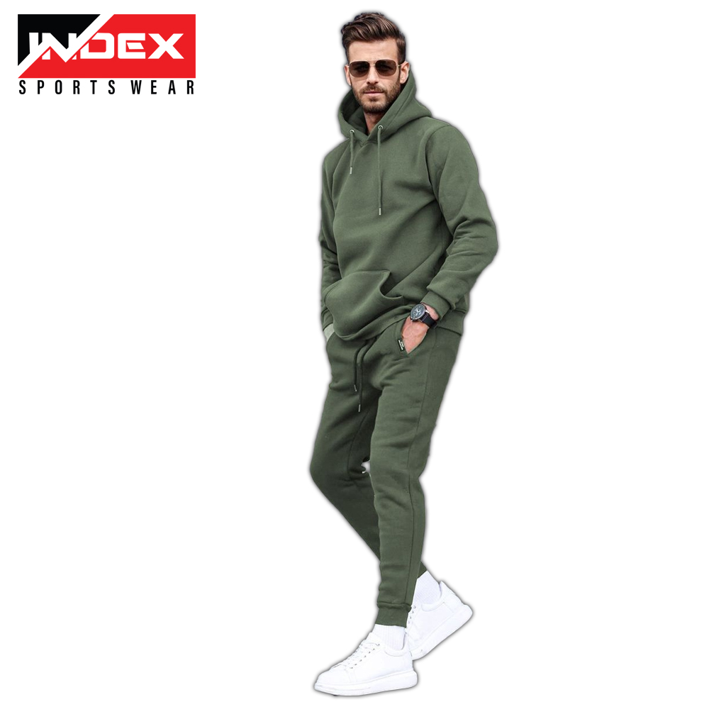 Mens Green Hooded Sweatshirt and Jogger Set