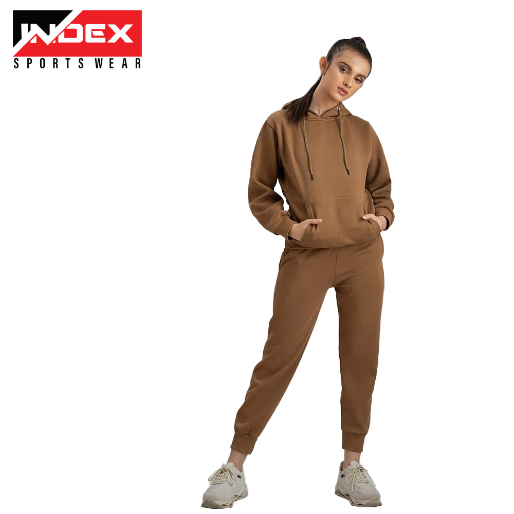 Ladies Brown Hoodie and Sweatpants Set