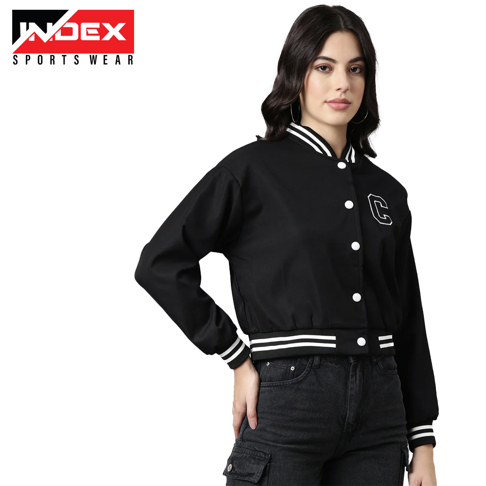 Ladies Black Varsity Jacket