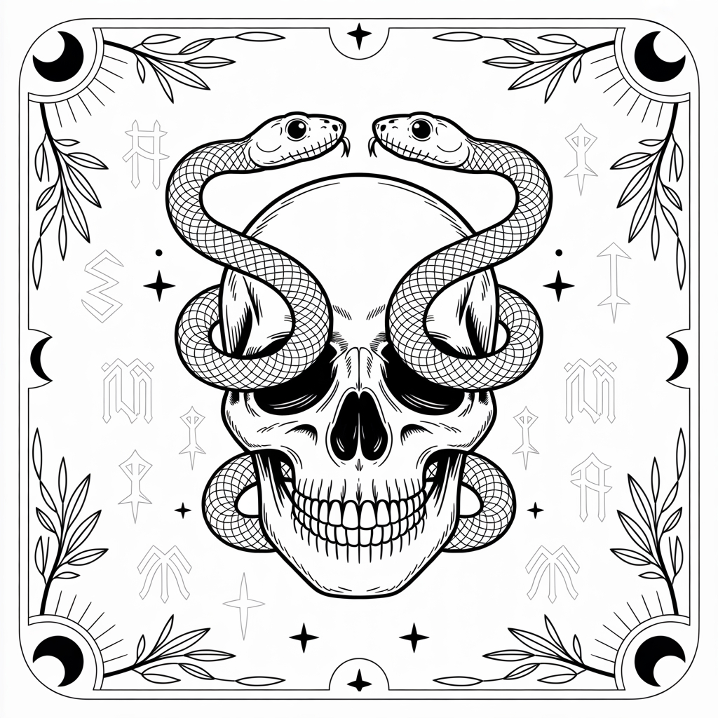 Mystic Skull Coloring Page