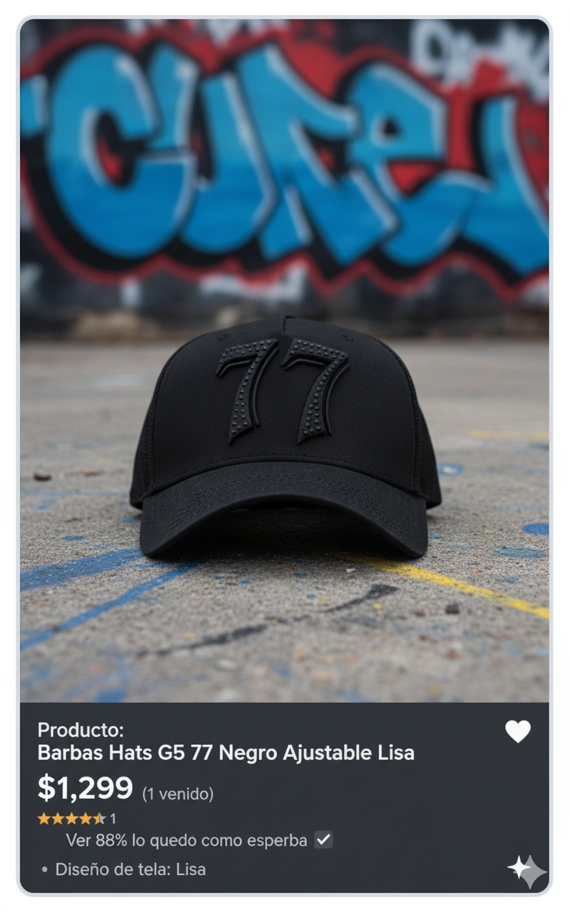 Gorra Barbas Hats G5 77 negra ajustable