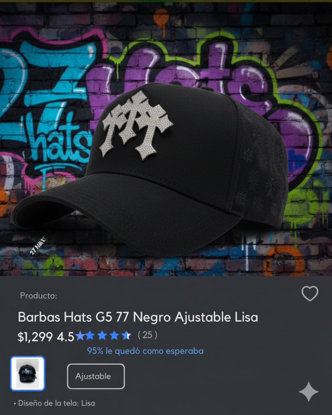 Barbas Hats G5 77 Negro Ajustable Lisa