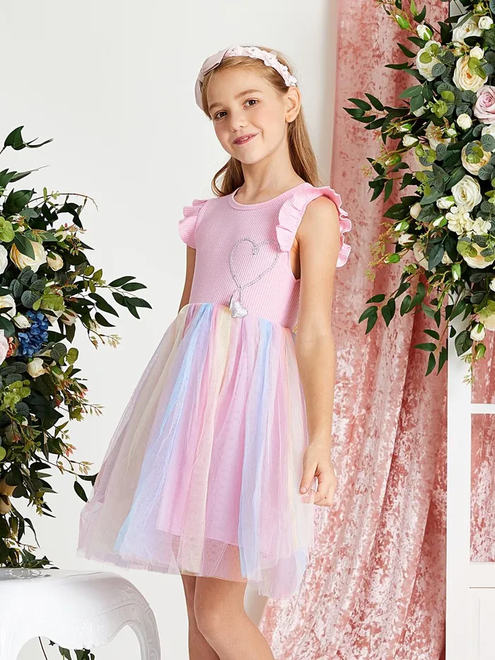 Pink Rainbow Tulle Dress