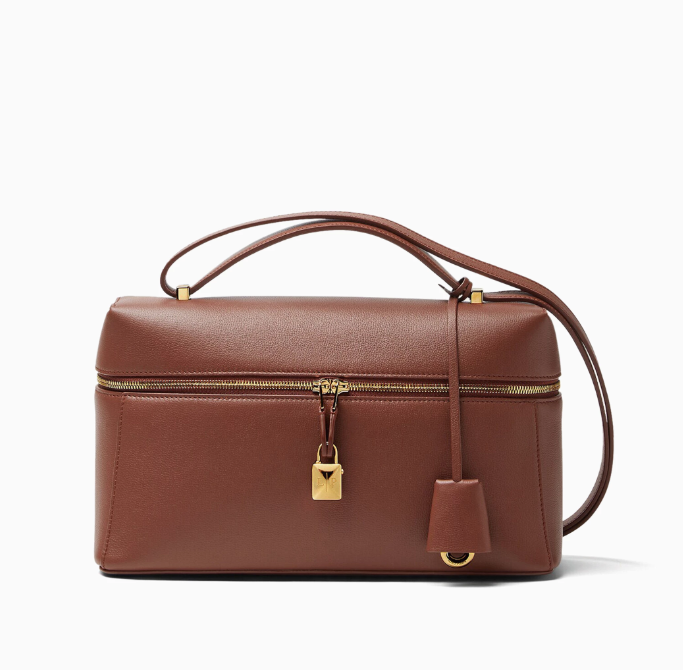 Brown leather top-handle bag 