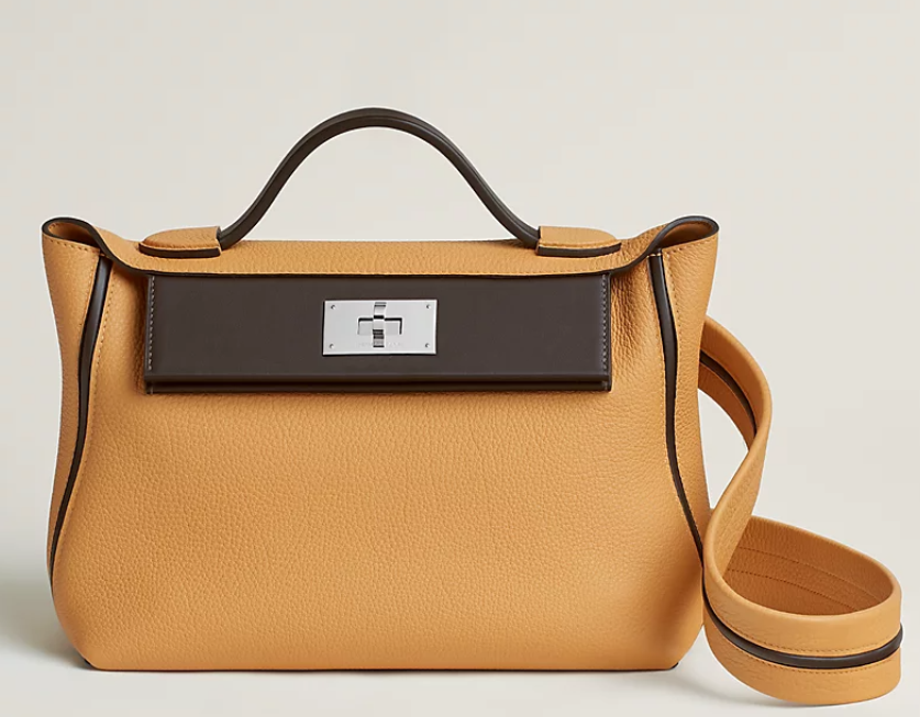 Mustard Yellow Hermes Leather Handbag 