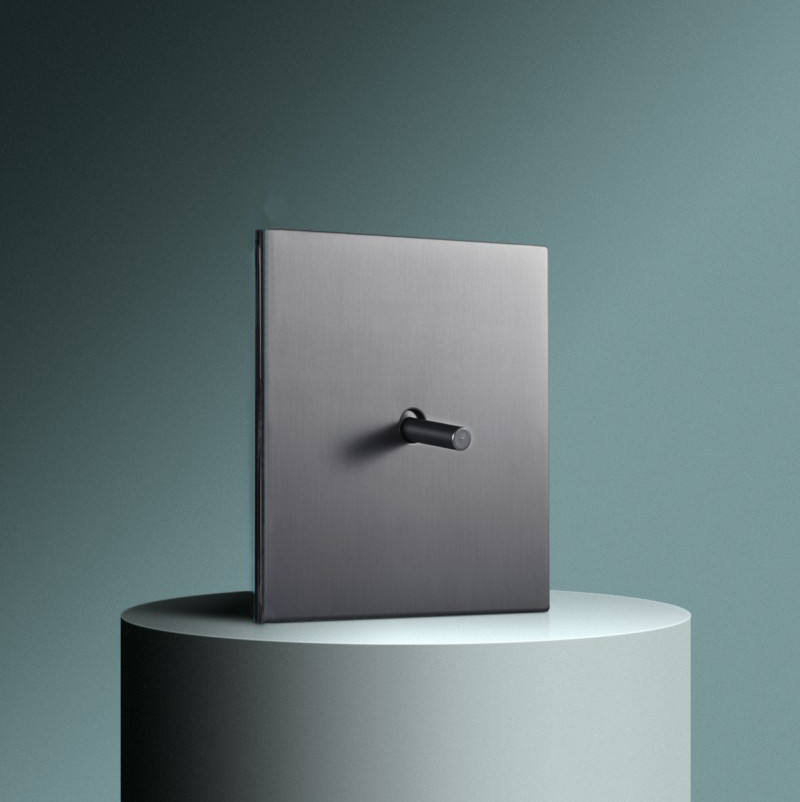 Interrupteur mural moderne design acier brossé gris - Simple
