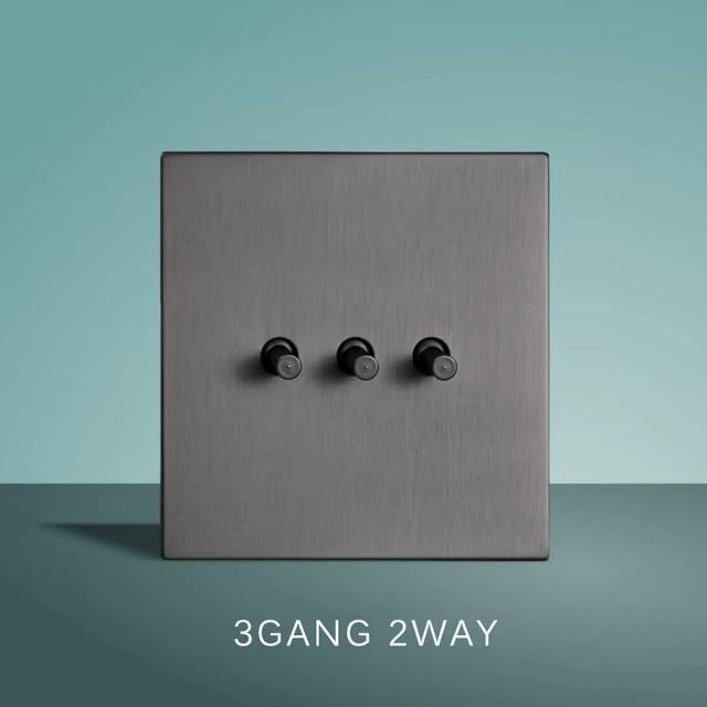 Interrupteur mural moderne design acier brossé gris - Triple