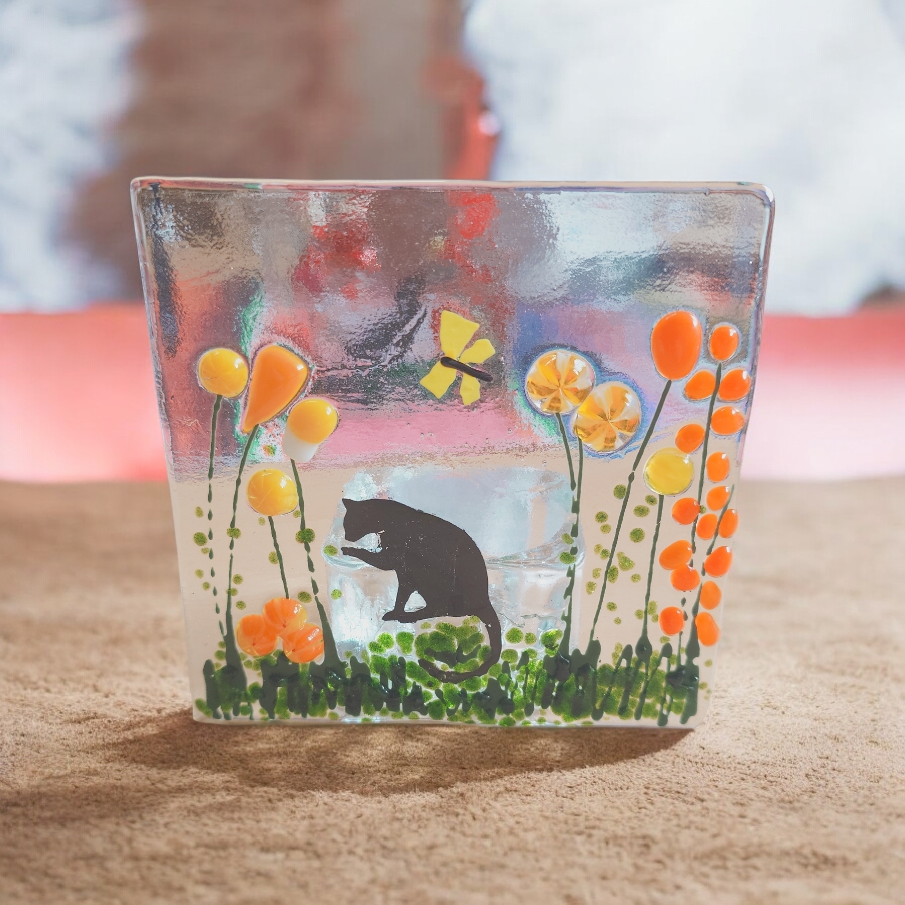 Decorative Fused Glass Tealight Candle Holder 