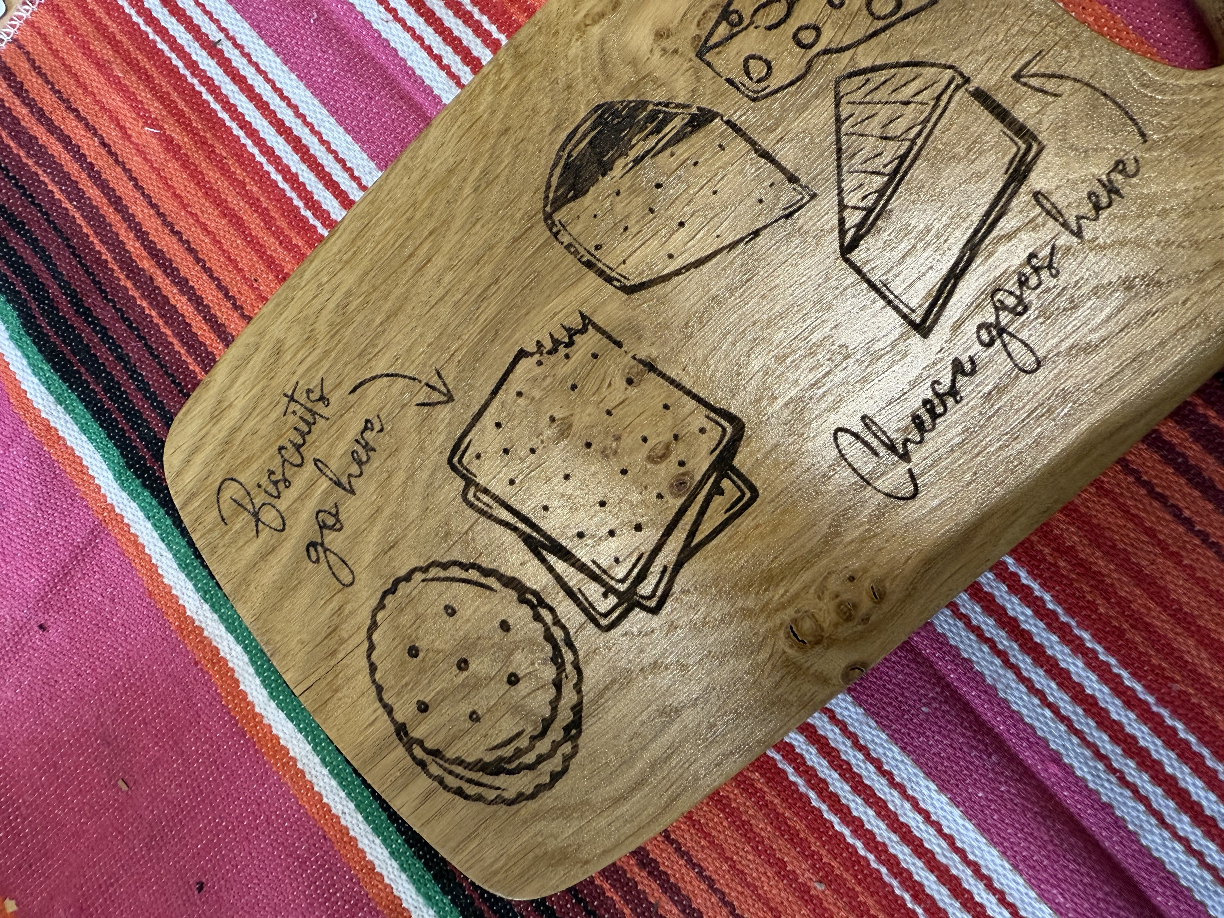 Wooden oak cheese and snack serving board