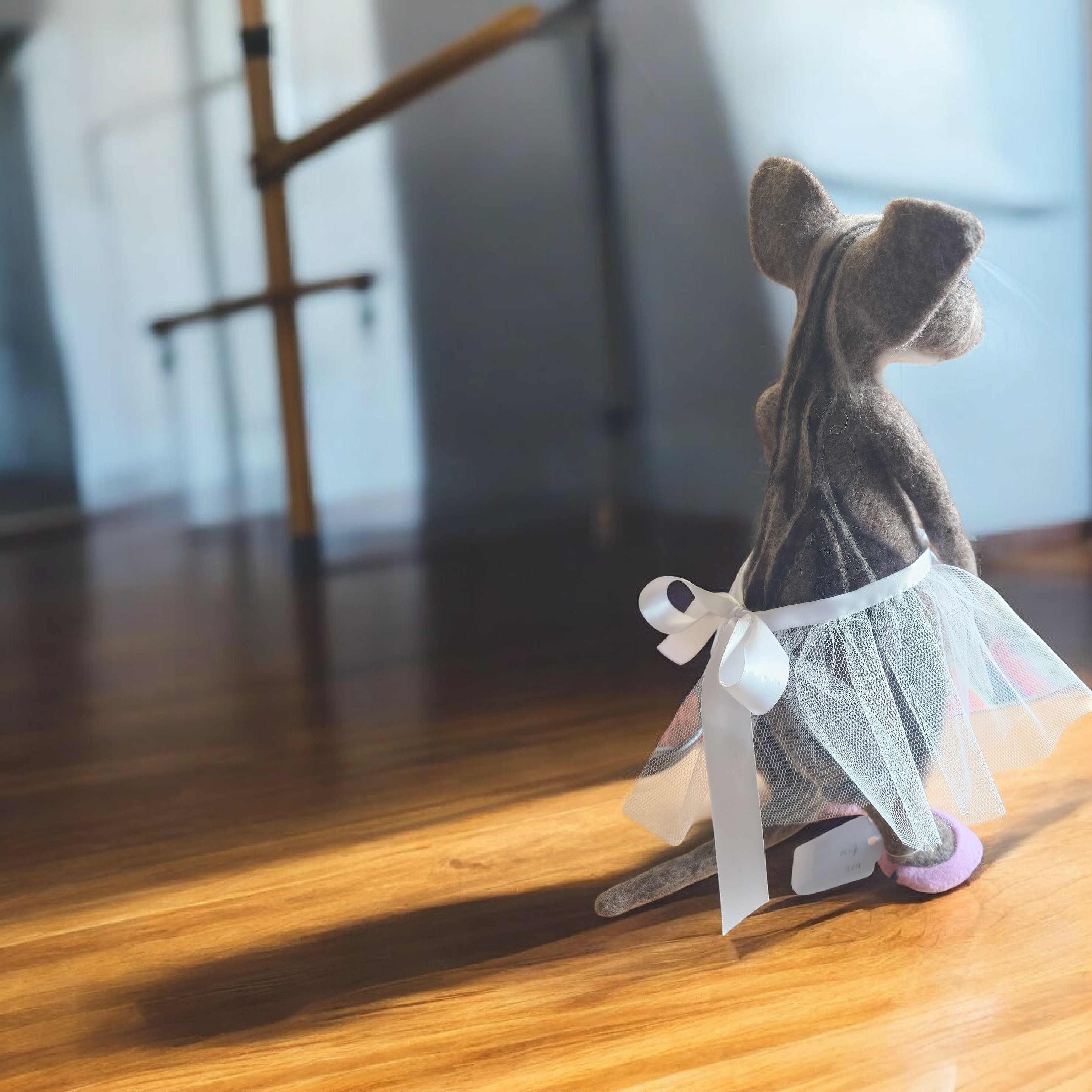 Handmade Needle Felted Ballet Cat