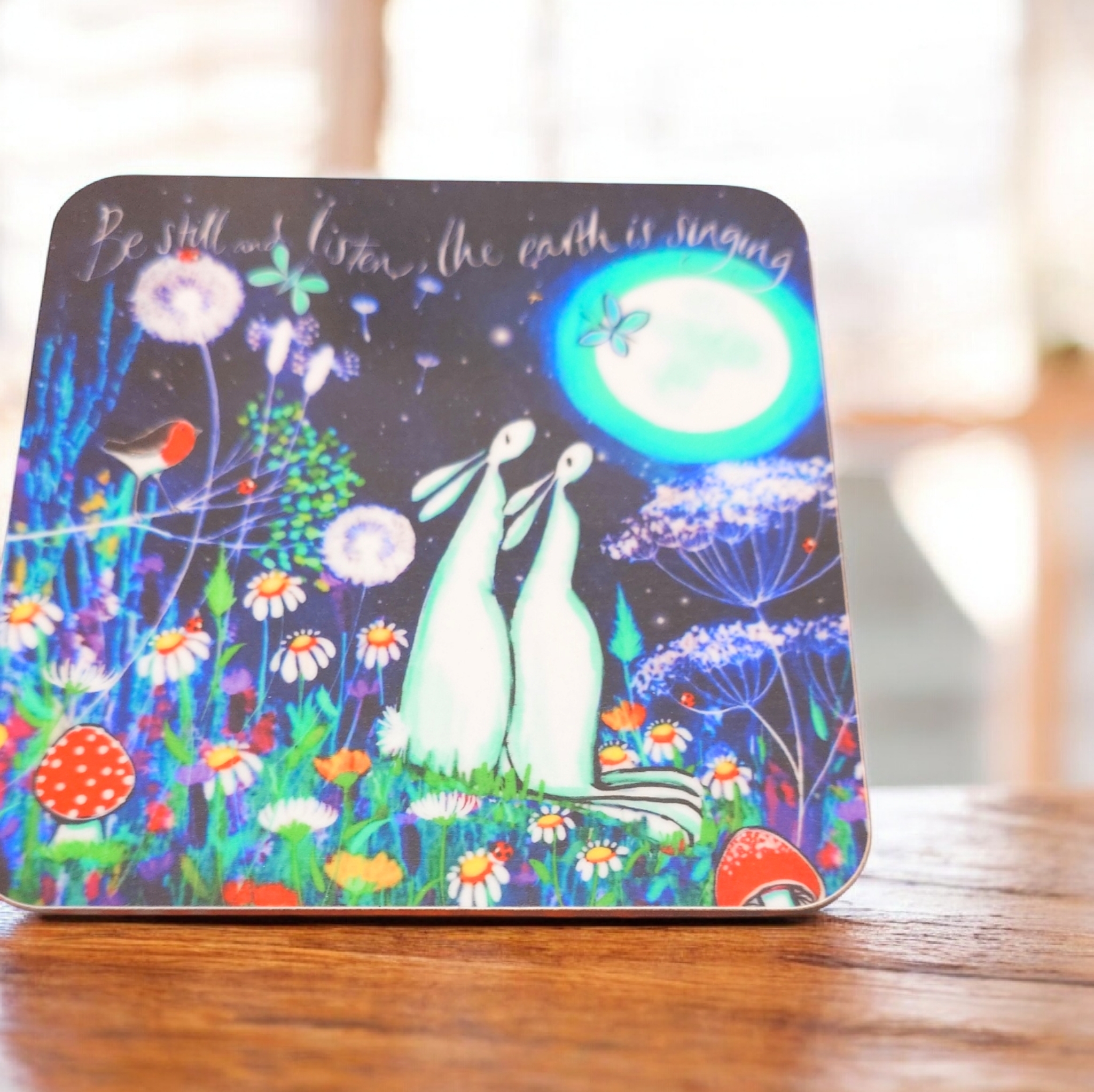 Coasters with artwork by Kate Andrews 