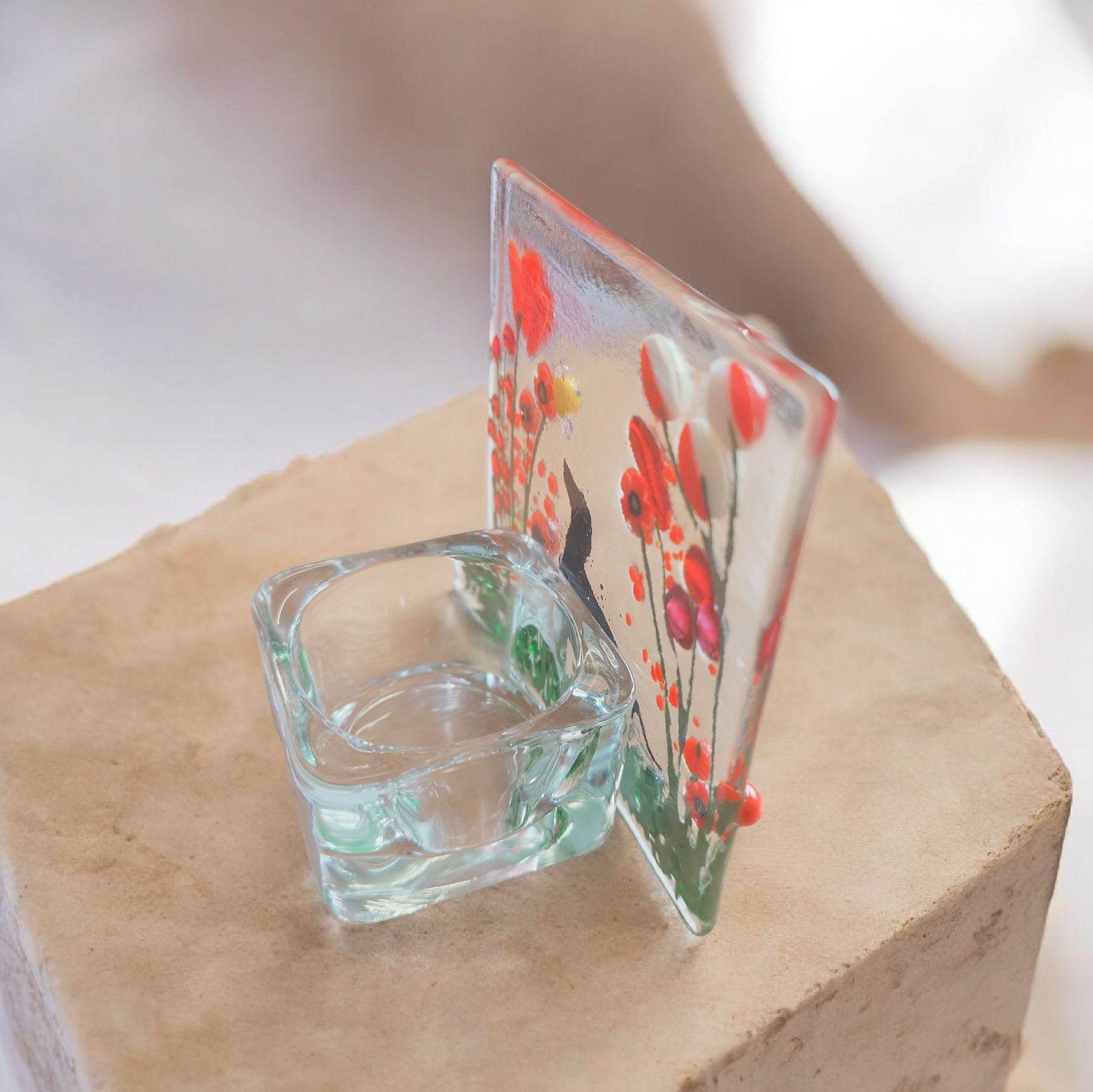 Decorative Fused Glass Tealight Candle Holder 