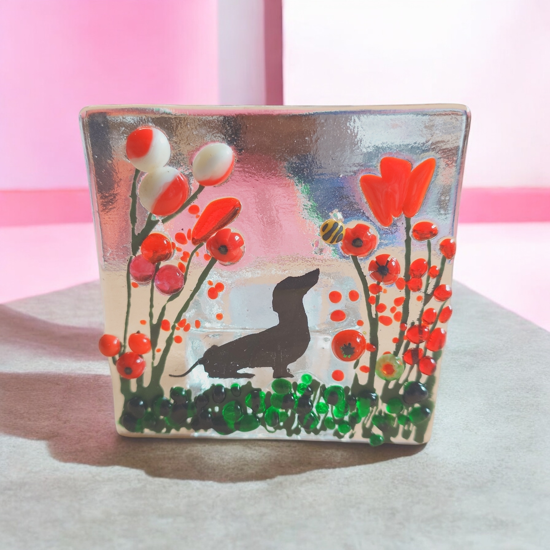 Decorative Fused Glass Tealight Candle Holder 