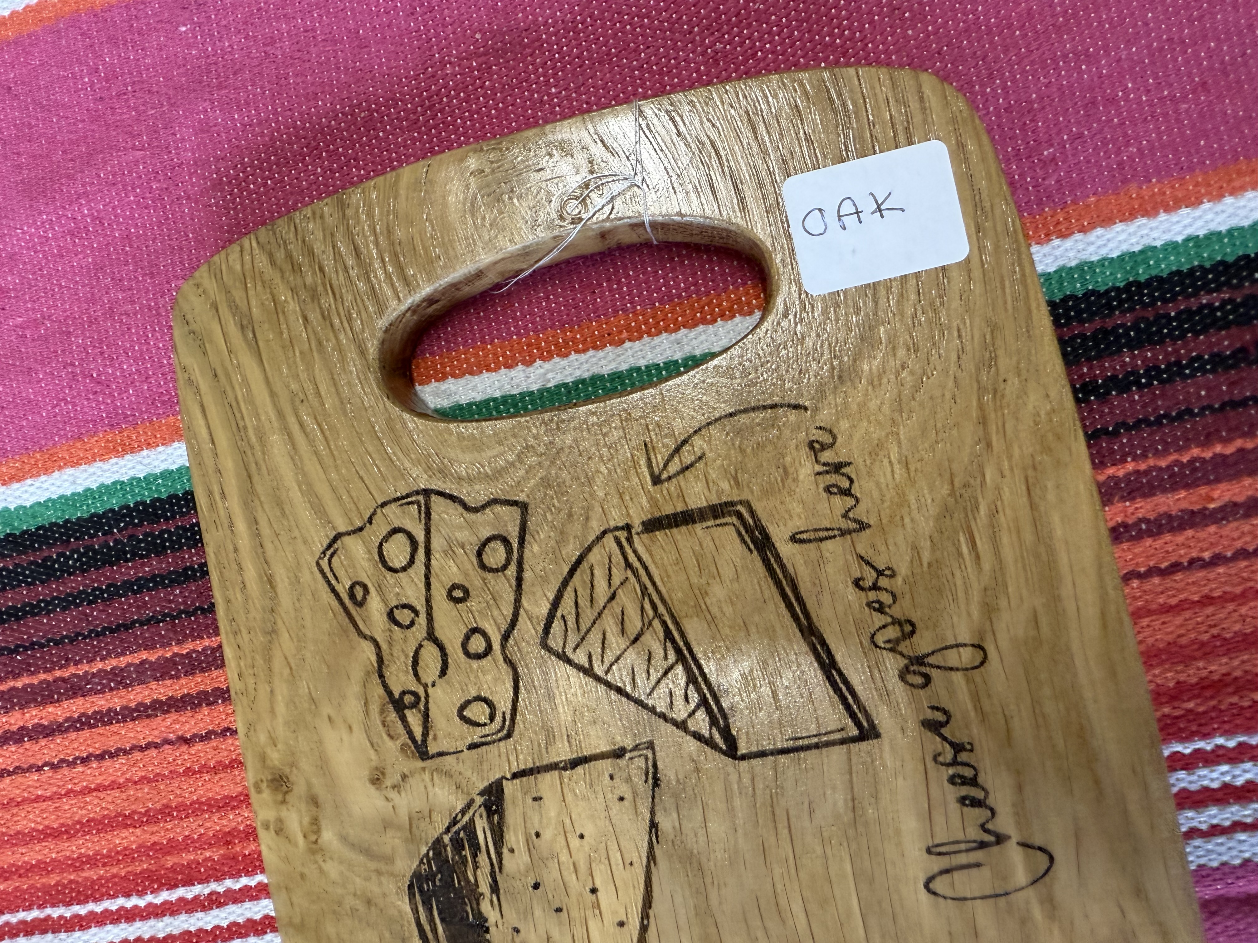 Wooden oak cheese and snack serving board