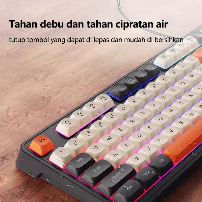 K98 Keyboard mekanik,gaming USB berkabel respon cepat keyboard,76% Keyboard game Dilengkapi dengan RGB Backlit LED
