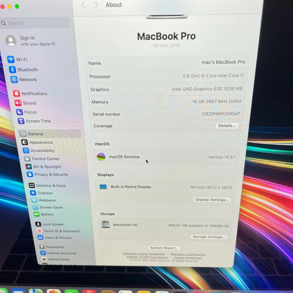 MacBook Pro 2019 16 inch