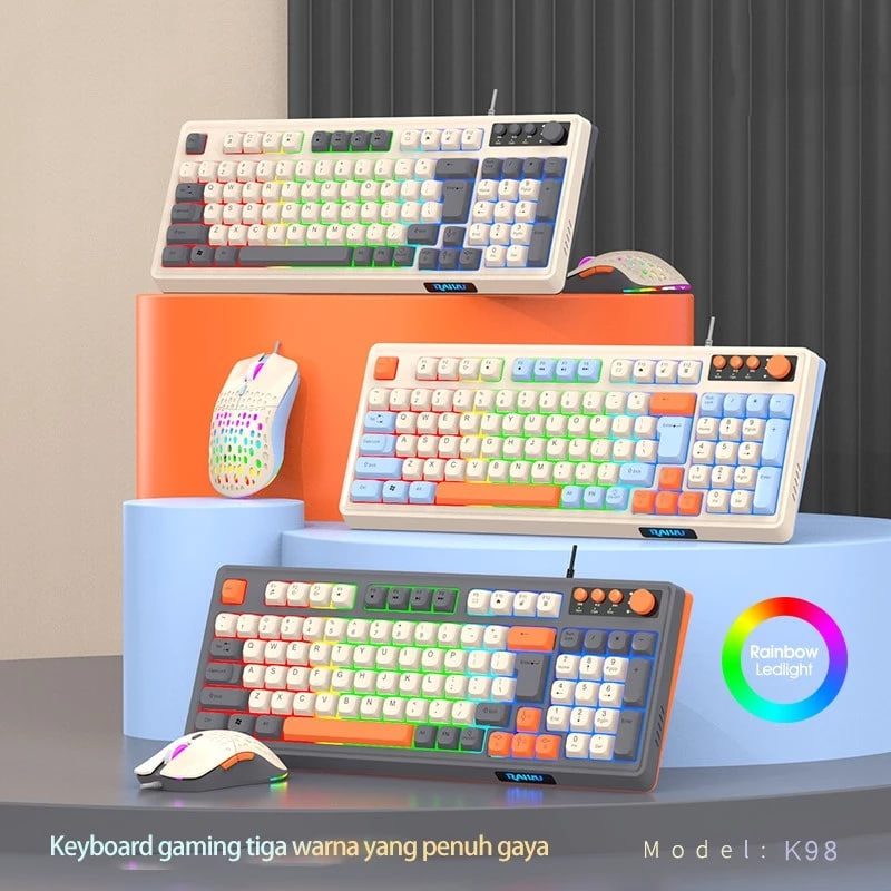 K98 Keyboard mekanik,gaming USB berkabel respon cepat keyboard,76% Keyboard game Dilengkapi dengan RGB Backlit LED