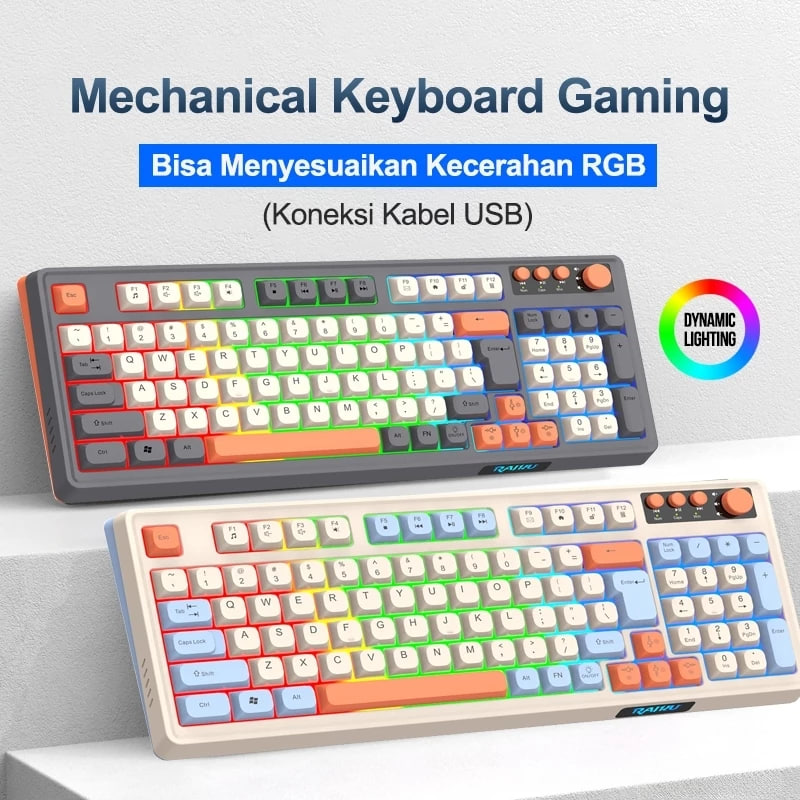 K98 Keyboard mekanik,gaming USB berkabel respon cepat keyboard,76% Keyboard game Dilengkapi dengan RGB Backlit LED