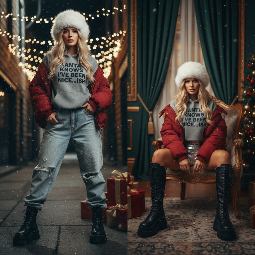 Christmas Print Grey Sweatshirt