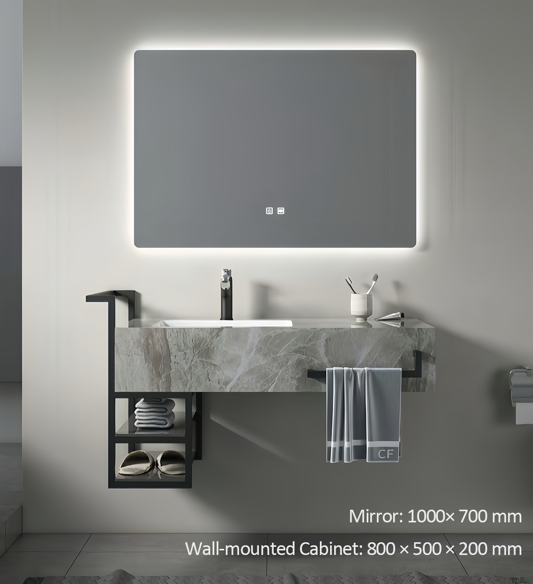 Modern Wall-Mounted Bathroom Vanity with LED Mirror