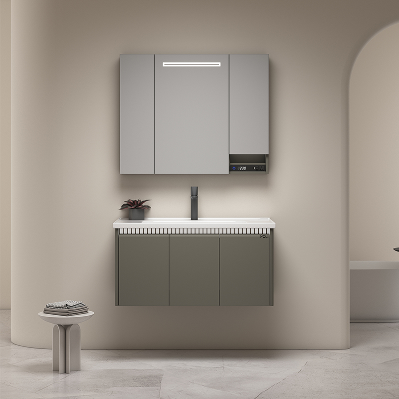 Modern Waterproof Stainless Steel Bathroom Vanity with LED Light Mirror Box