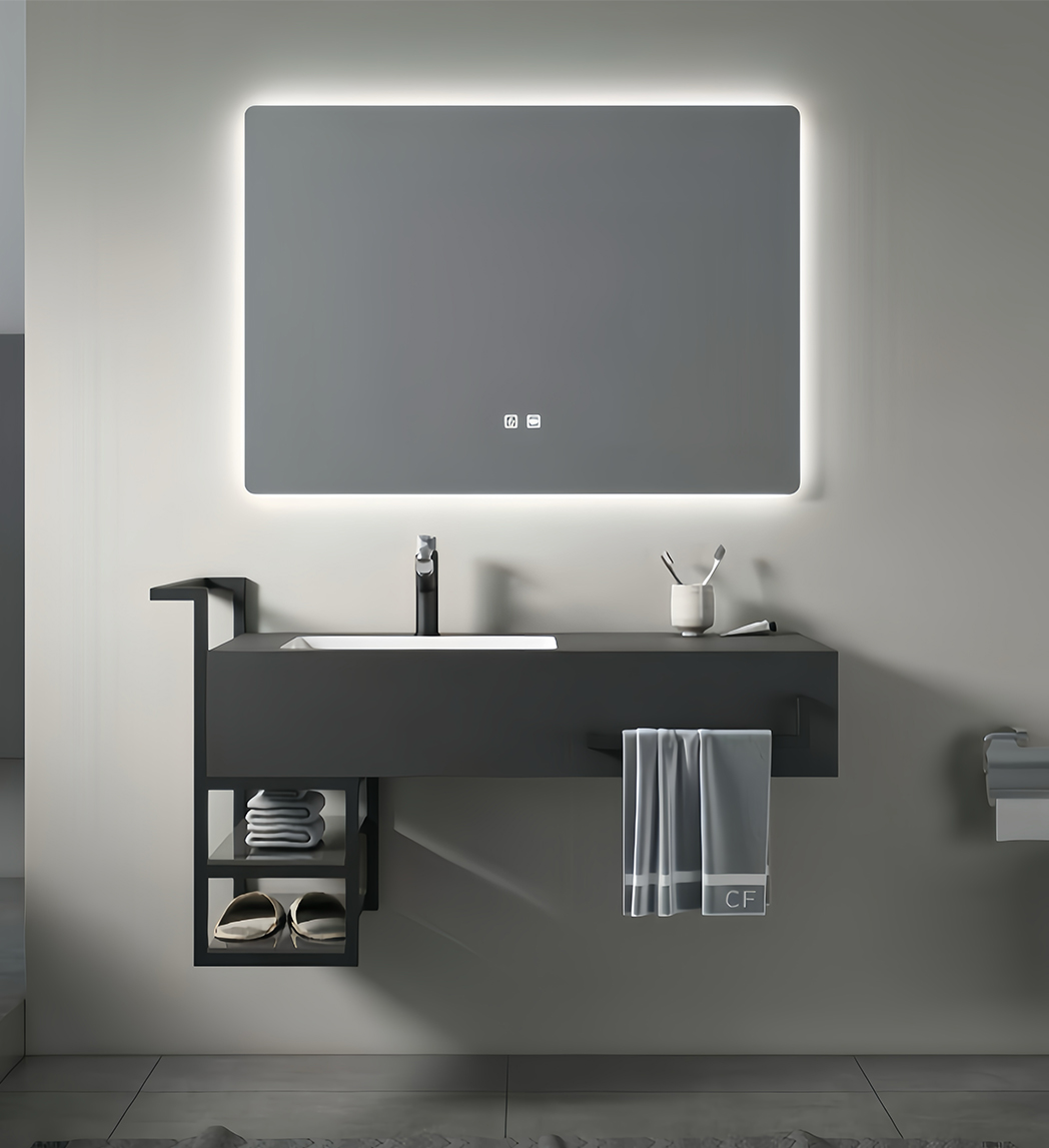 Modern Wall-Mounted Bathroom Vanity with LED Mirror