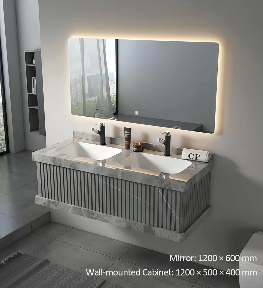 Modern Wall-Mounted Bathroom Vanity with LED Mirror
