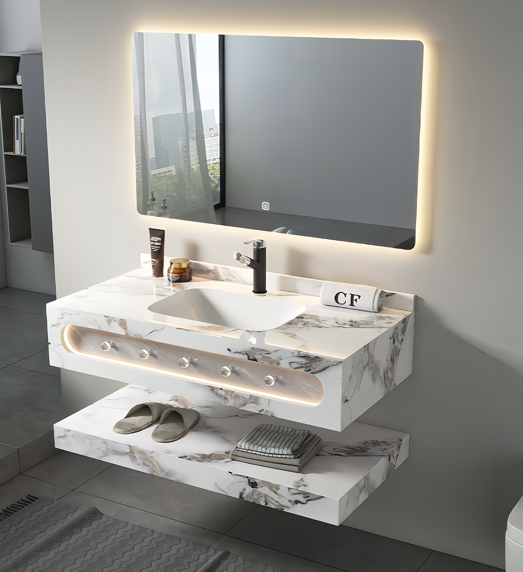 Modern Wall Mounted Sintered Stone Bathroom Vanity