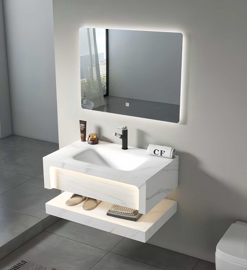 Modern Wall Mounted Sintered Stone Bathroom Vanity