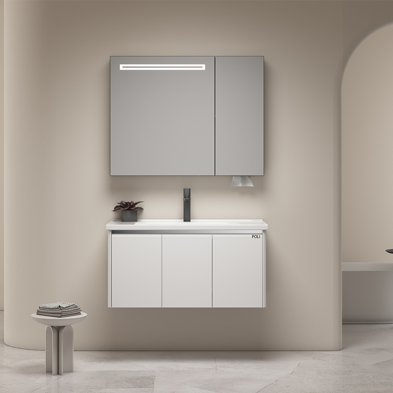 Modern Waterproof Stainless Steel Bathroom Vanity with LED Light Mirror Box